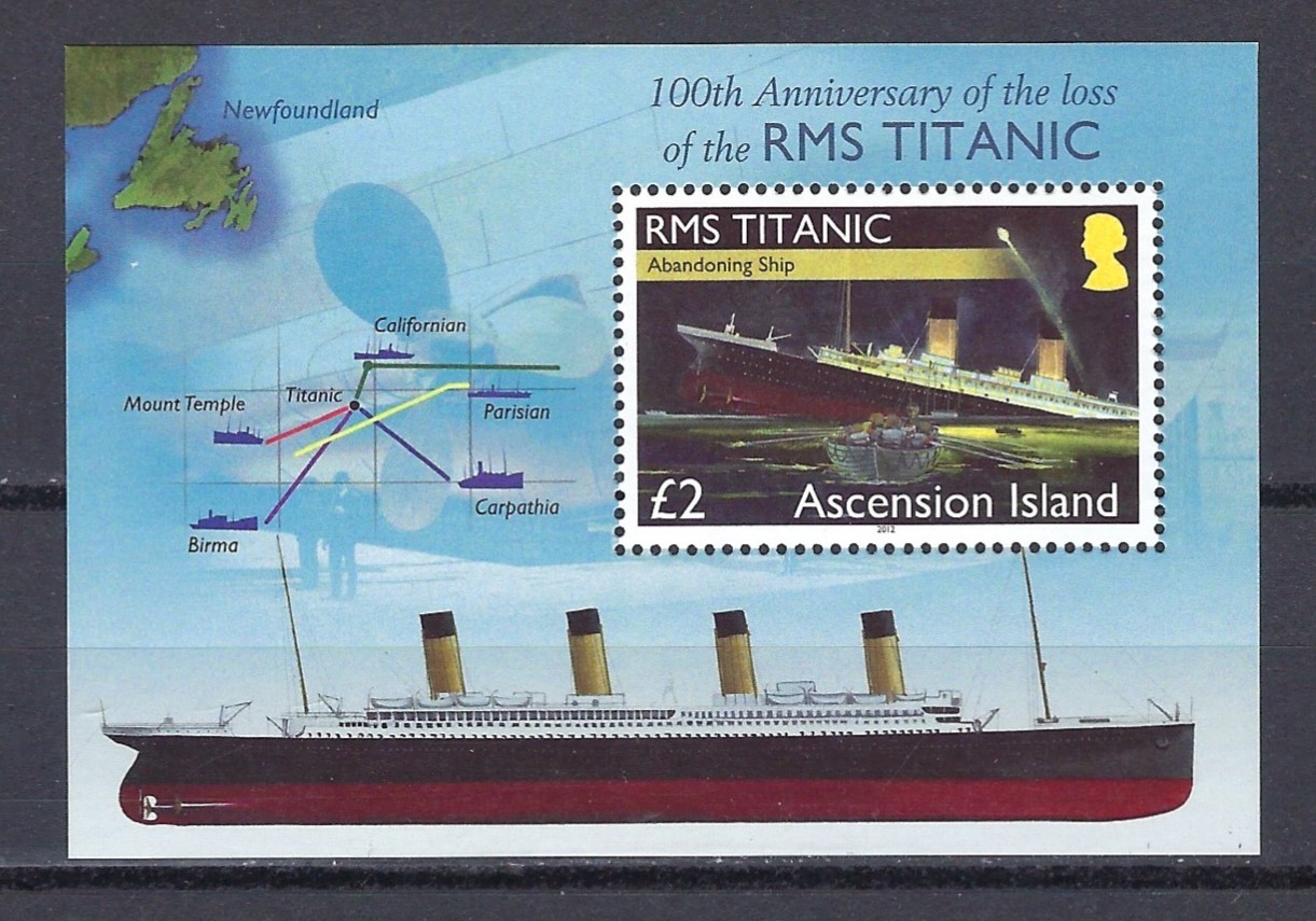 ASCENSION #1059 MINT, VF, NH SOUVENIR SHEET DEPICTING THE TITANIC