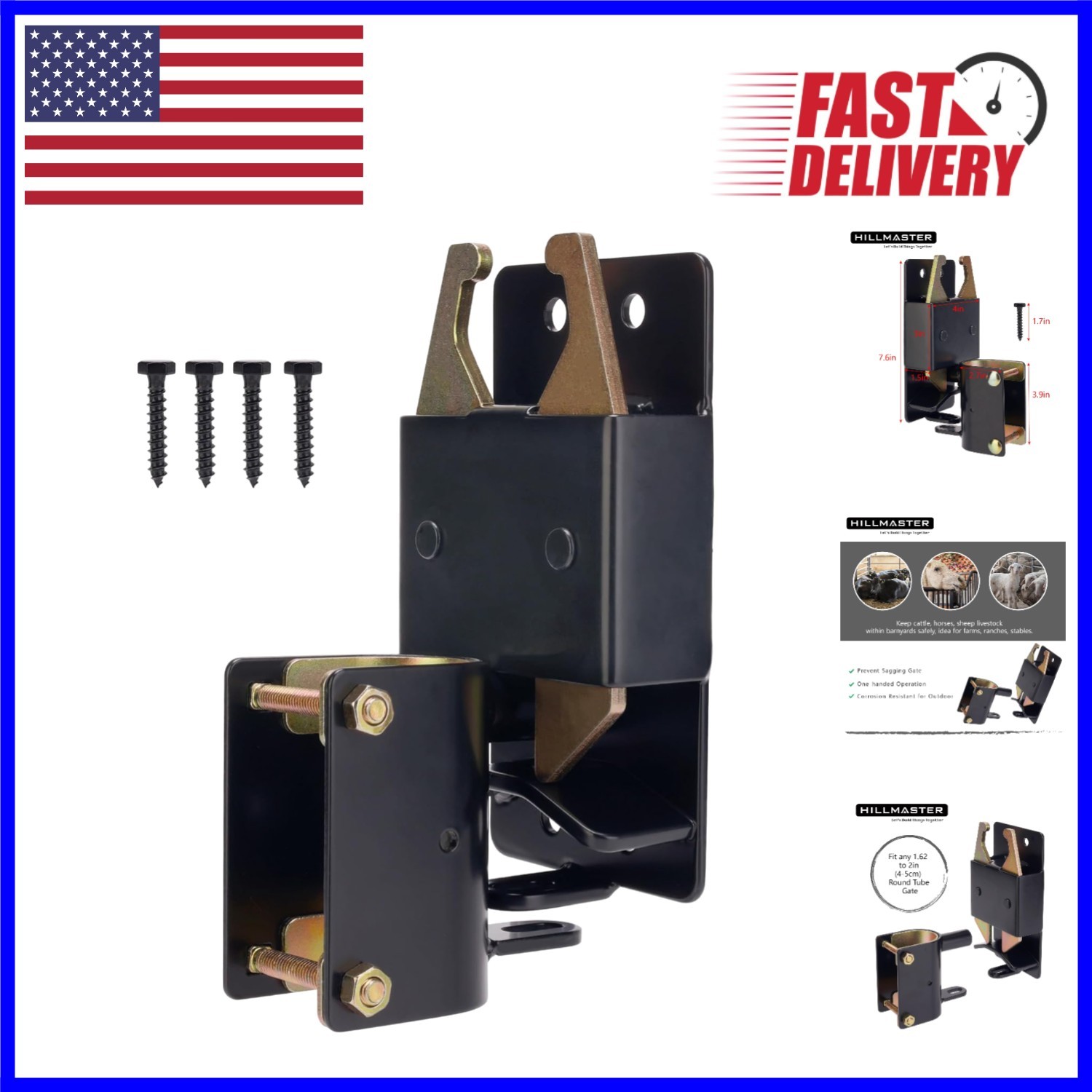 Heavy-Duty 2-Way Farm Gate Latch for Reliable Livestock Security - Easy Install