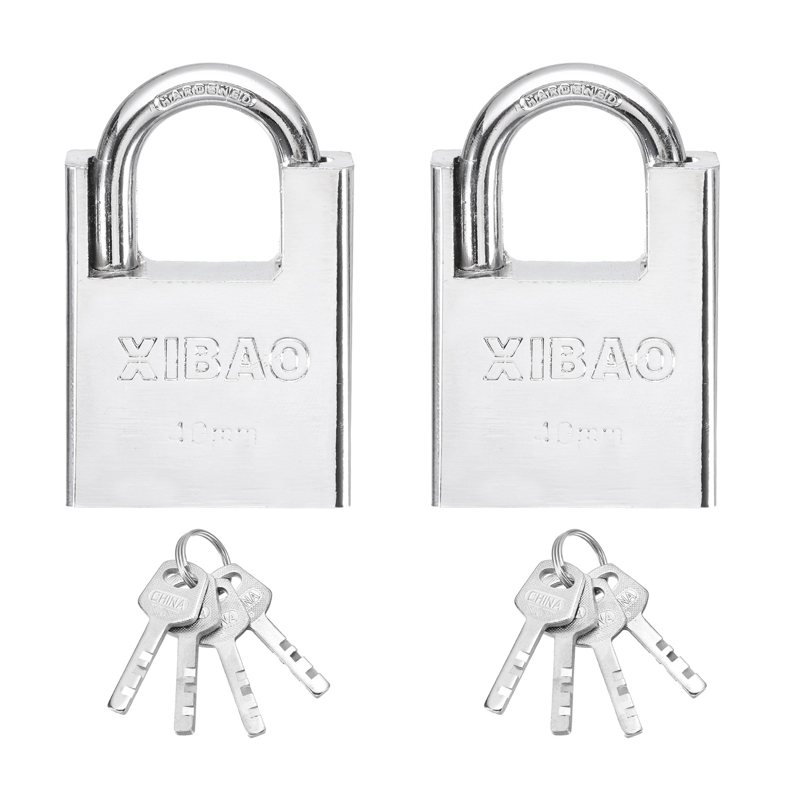 2Pcs High Security Steel Shrouded Padlock with Key, Silver(1-9/16 Inch)