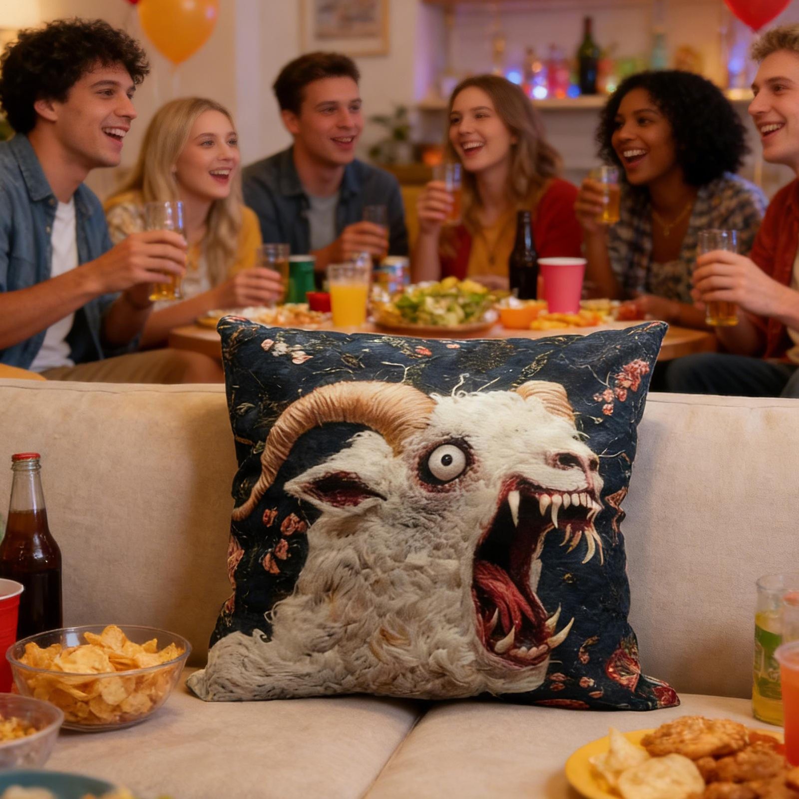 45x45cm Farmhouse Sheep Head Home Decor Cover Screaming Goat Pillowcase