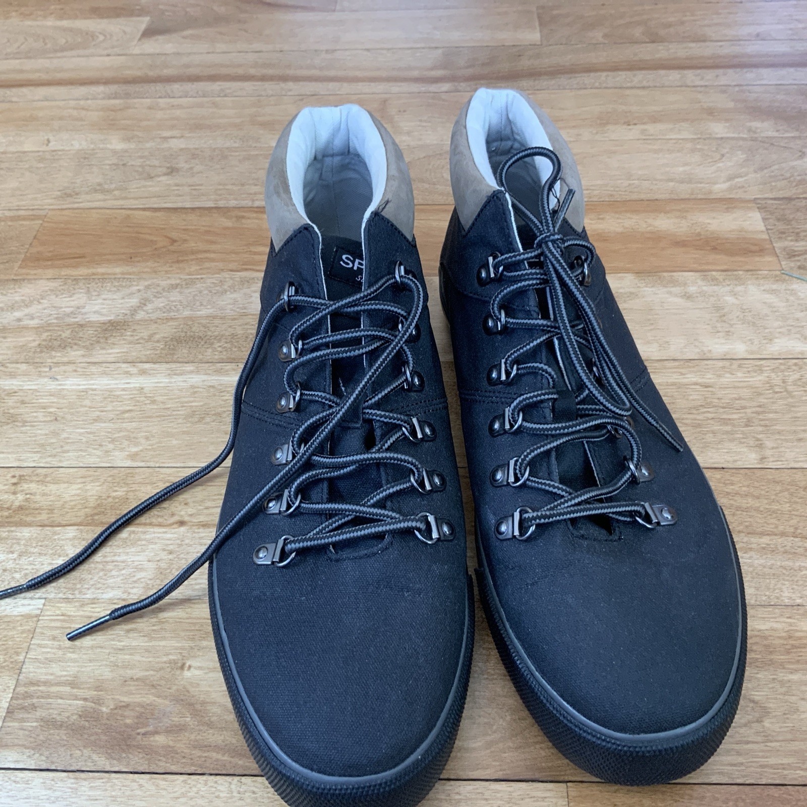 Sperry Top-Sider Mens Size 13 Black Canvas Chukka Boots Casual Boat Shoes