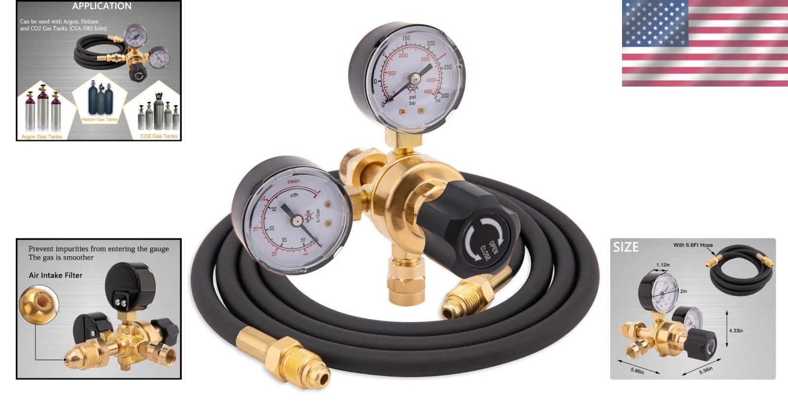 Versatile Welding Gas Regulator for Argon & CO2 - 0-4500 PSI Capability