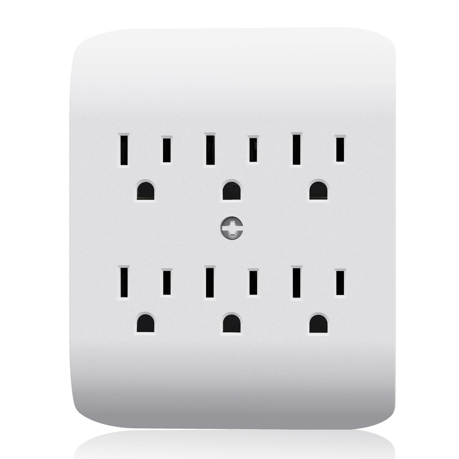 6-Outlet Extender with Central Anchor, 3-Prong Grounded Wall Tab, Multiple Outle