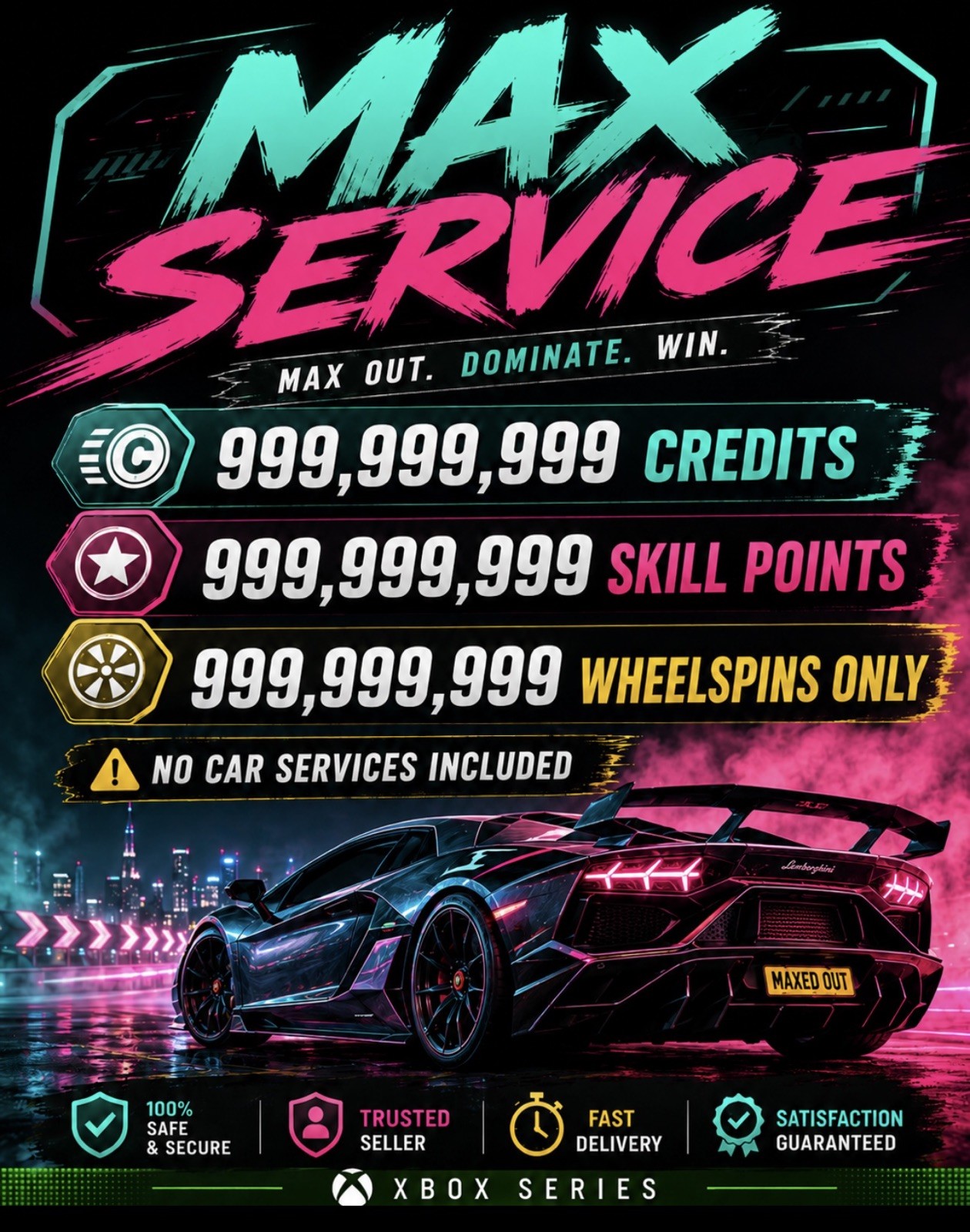 999M Credits | 999M Wheelspins | 999M Skillpoints Only Forza Horizon 6 Xbox