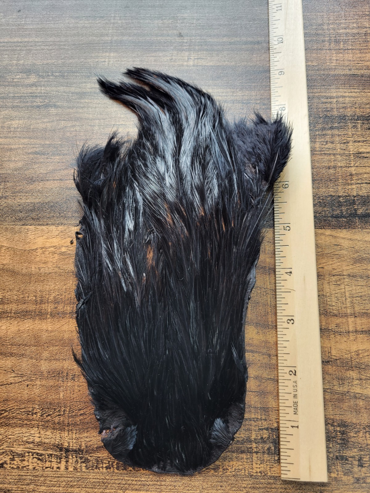 Lot 545, Dyed BLACK India Rooster Streamer Neck Cape Feathers Tying