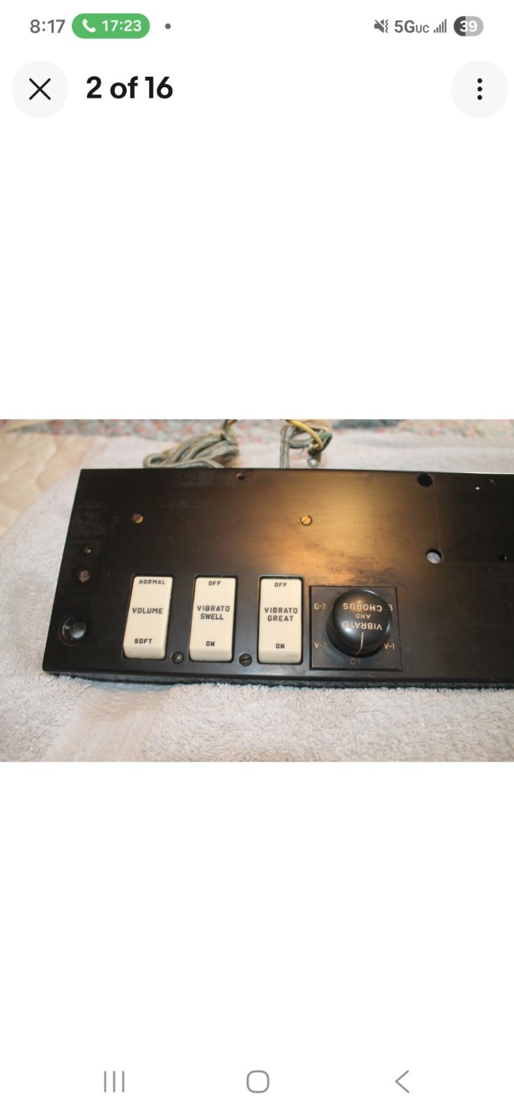 Hammond C-3 Vibrato Percussion Switches and Mounting Panel From Working Organ