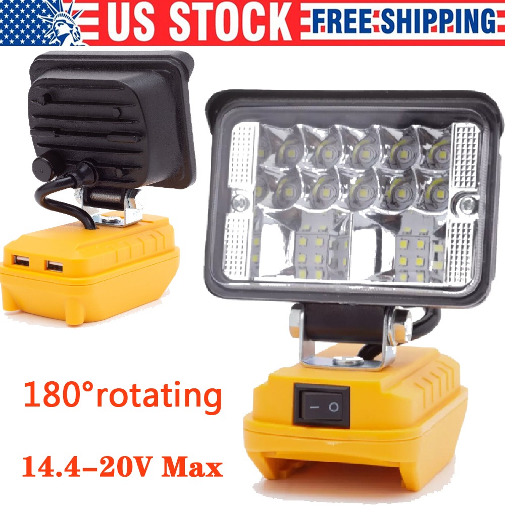 Portable Flood Light Outdoor LED Work Light  Flashlight Torch for Dewalt 20V MAX