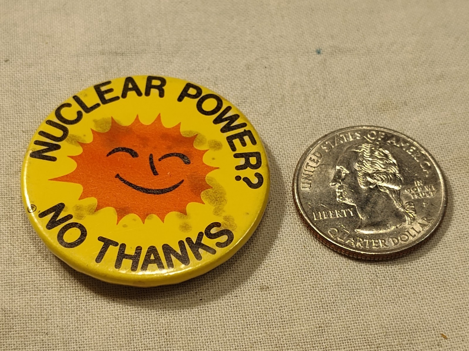 Vintage Campaign For No Nuclear Power Pinback Button 1980