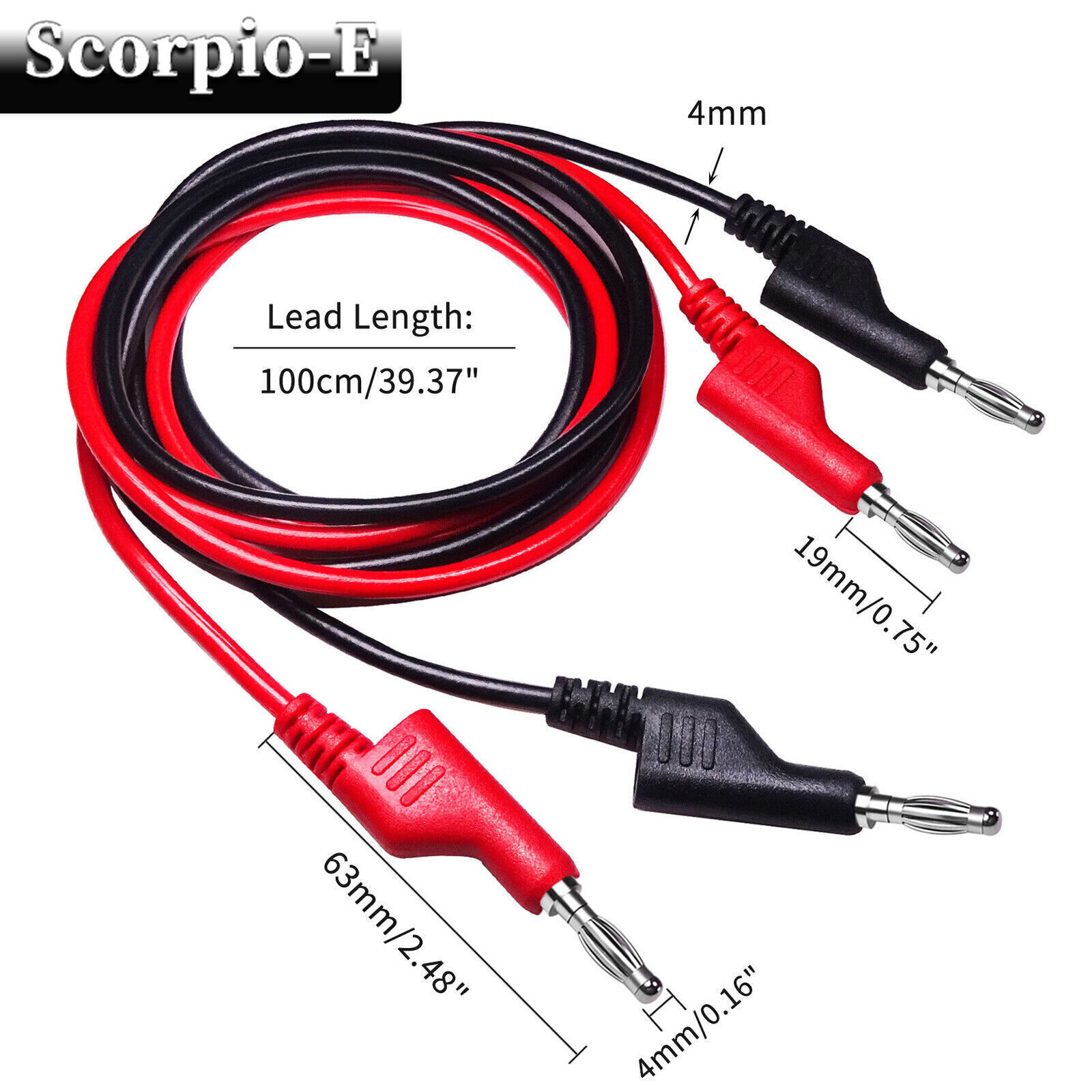 30PCS 4mm Stackable Banana Plug Test Lead Kit with Alligator Clip Back Probe