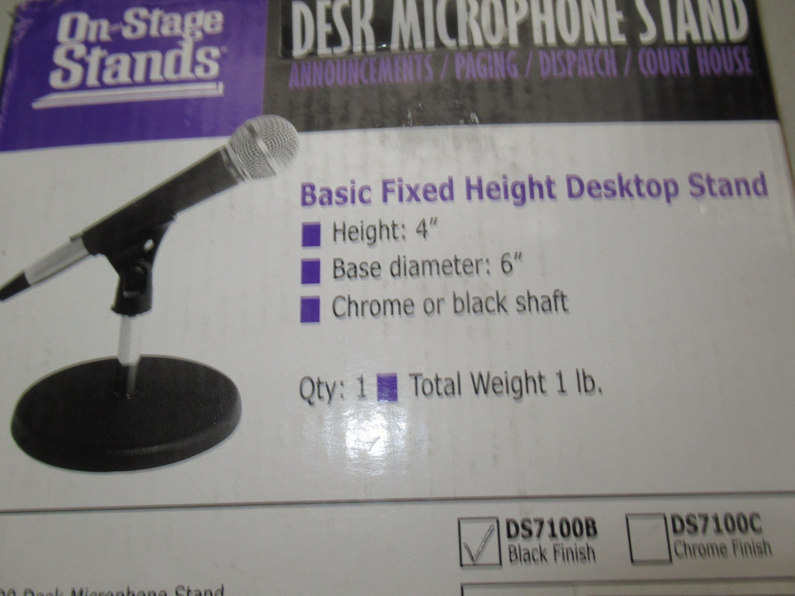 OnStage On-Stage DS7100B Fixed Height Desktop Microphone Stand Black