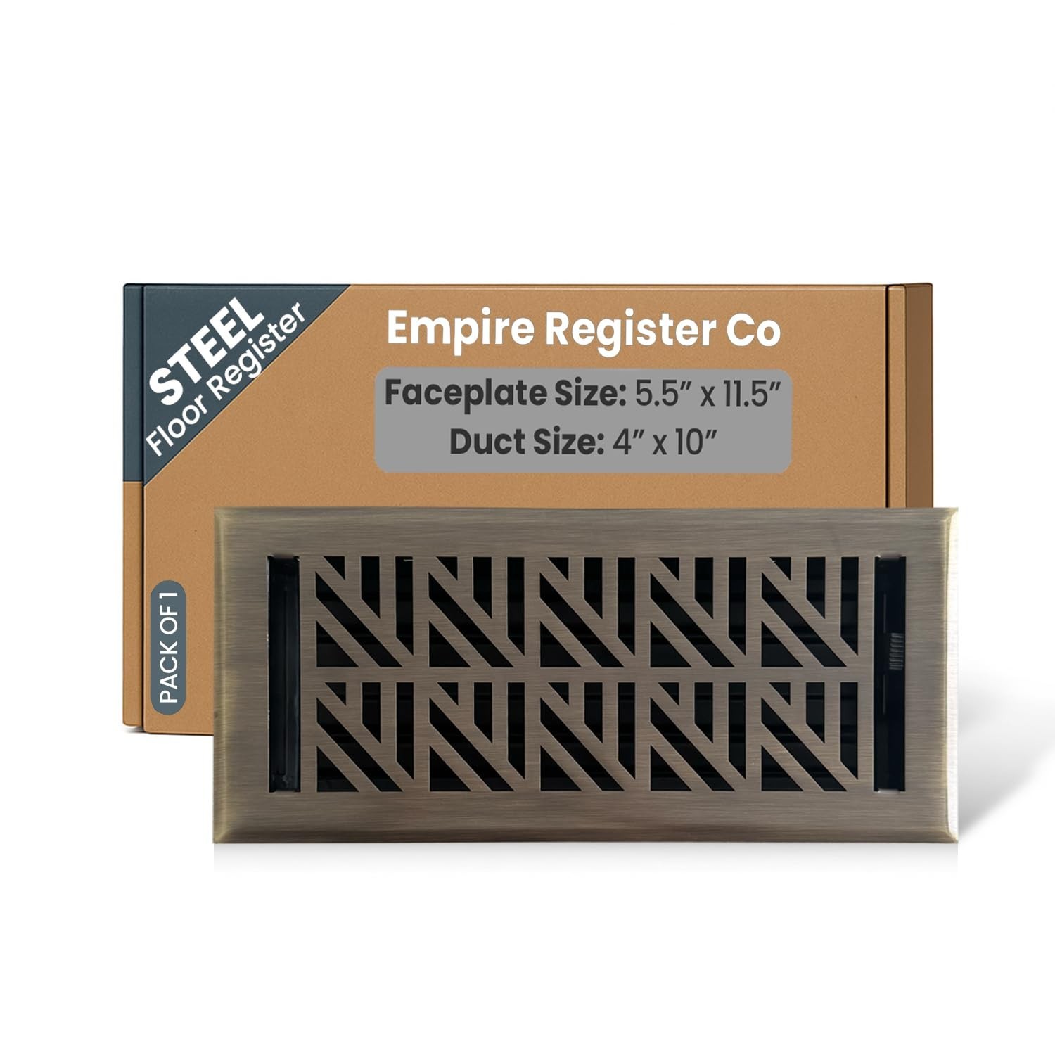 Empire Register Co, Vent Cover - 4x10 inch, Abstract Design, Antique Brass Fi...