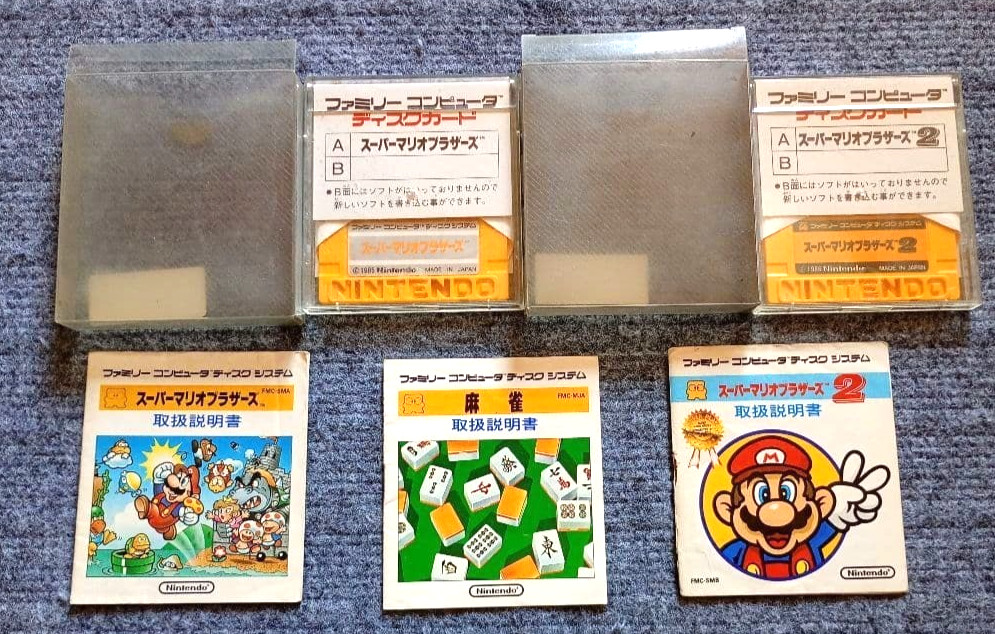 Nintendo Famicom Disk System Game Disks Mario Bros. 1&2 etc. 2Set Working Japan