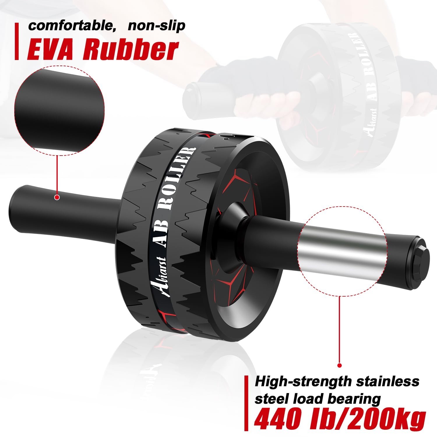 Ab Roller Wheel, Abs Workout Equipment for Abdominal & Core Strength Training, H