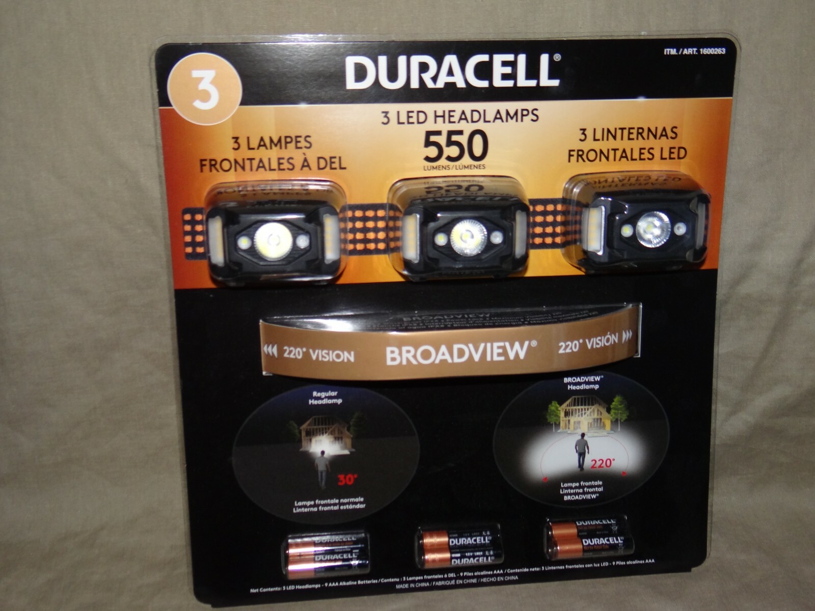 Headlamps - LED Headlamps, 550 Lumens, 3-Set by Duracell