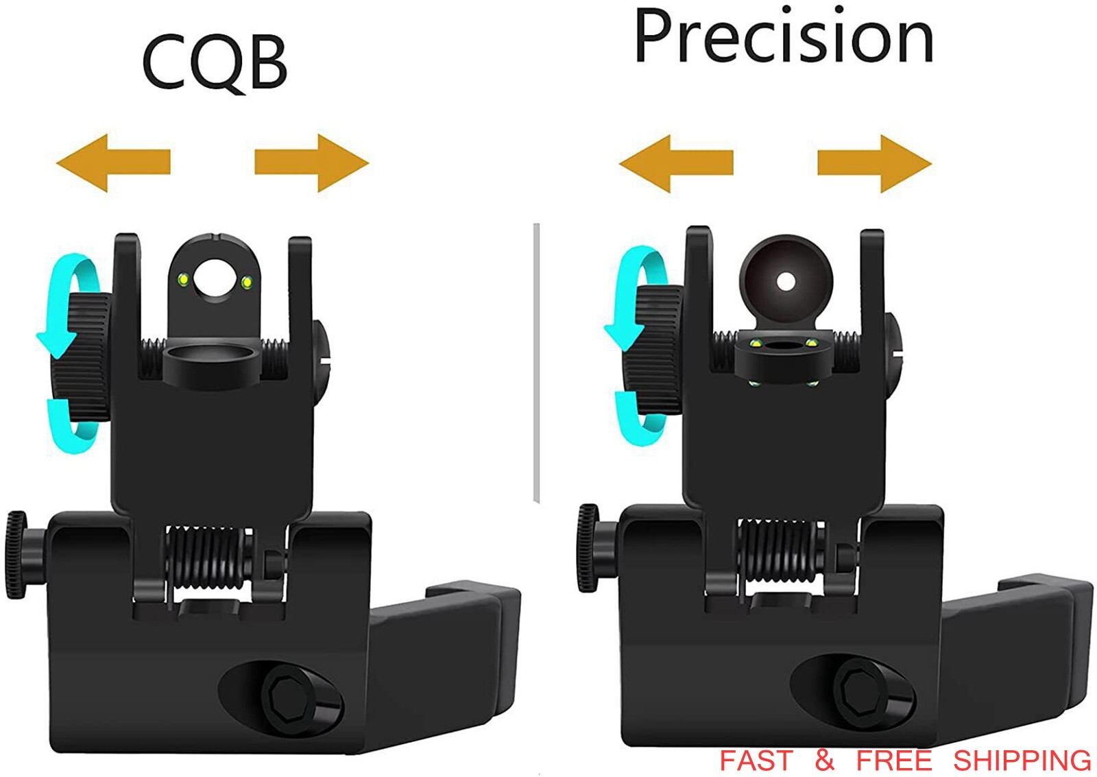 T actical Fiber Optics Iron 45 Degree Sight Offset Flip Up Front and Rear Sight