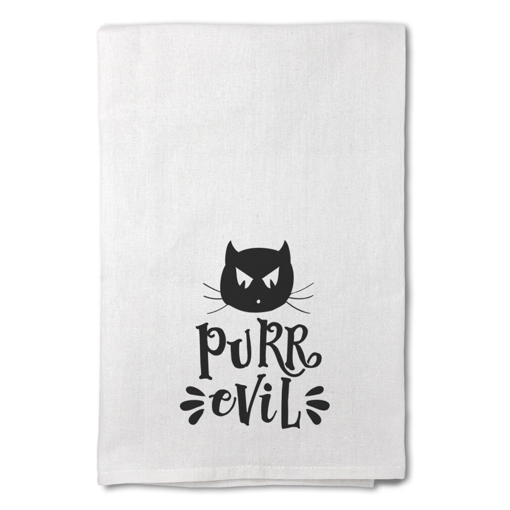 Decor Flour Kitchen Towels Purr Evil Halloween Cleaning Supplies Dish Towels