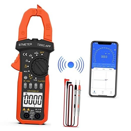 Digital Clamp Meter Multimeter, Auto 400A AC/4000uA DC Current + Bluetooth