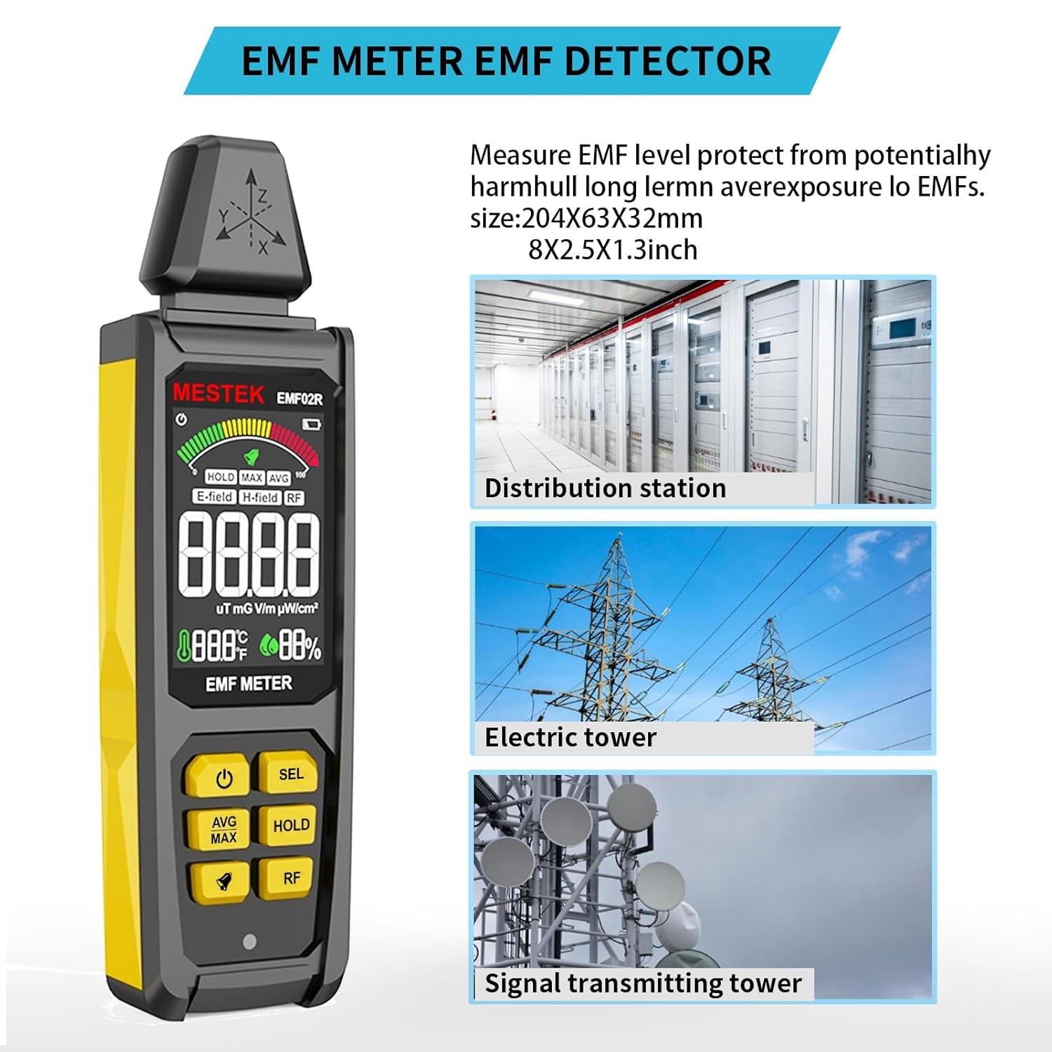 Electromagnetic Field Detector, Five-in-One Electromagnetic Radiation Detector
