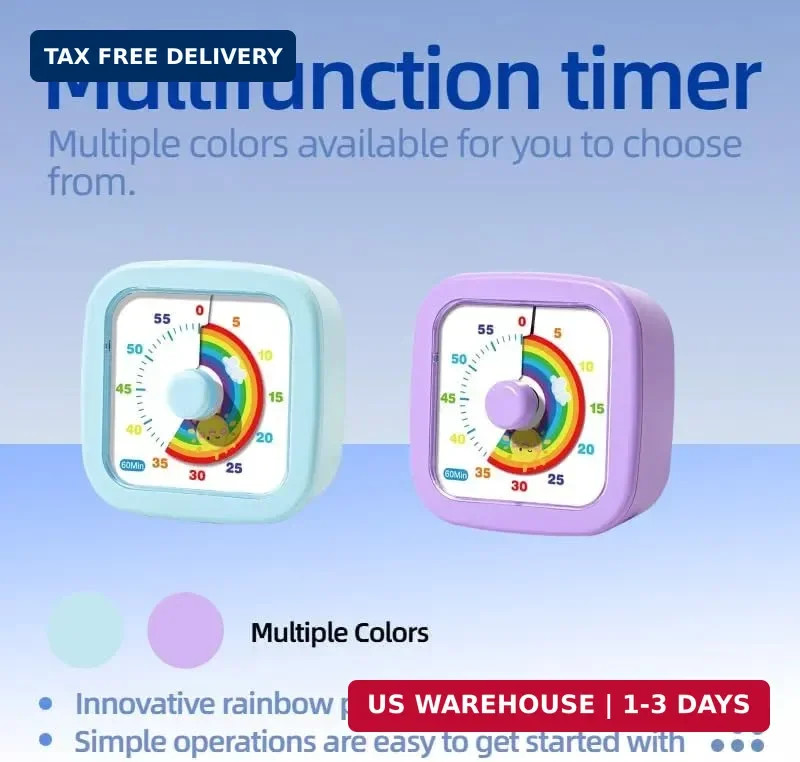 60 Minute Visual Timer for Kids and Adults, Non-Ticking Kids Timer, Visual Count