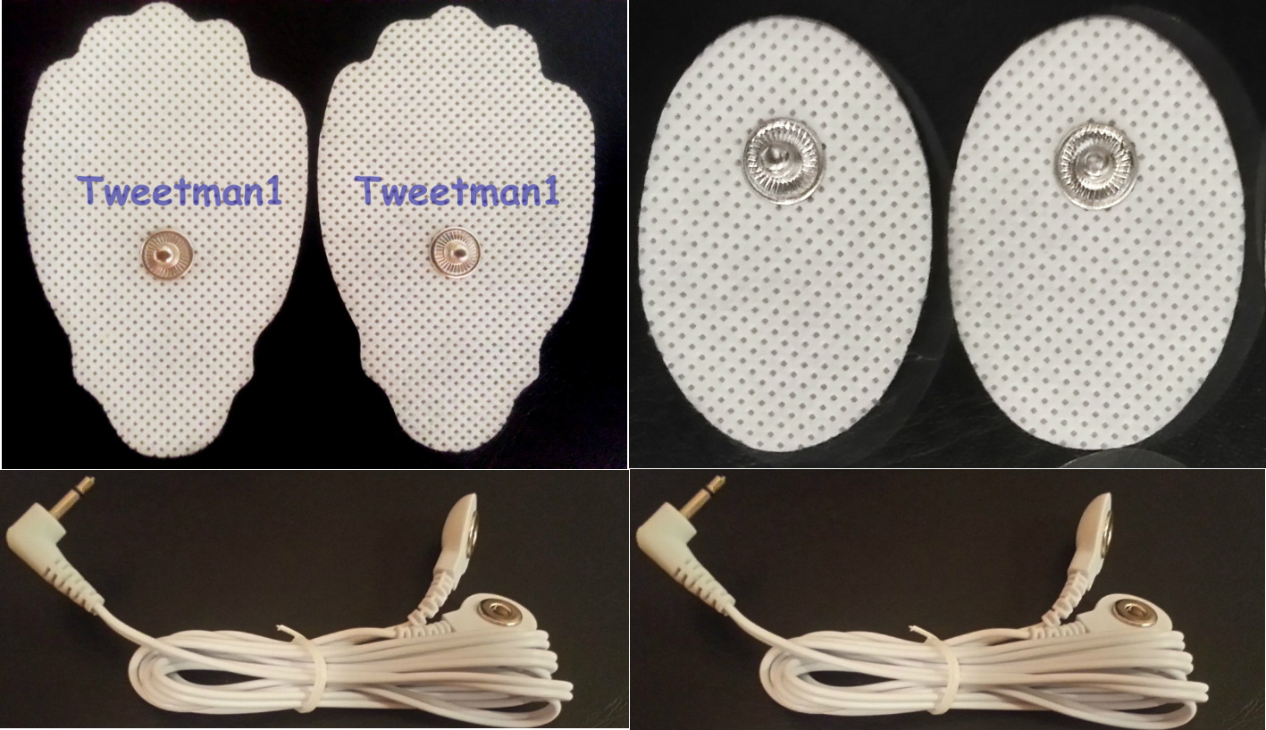 +BONUS!+ REPLACEMENT ELECTRODE MASSAGE PADS LARGE (20)+(2) 2.5MM LEAD CABLES