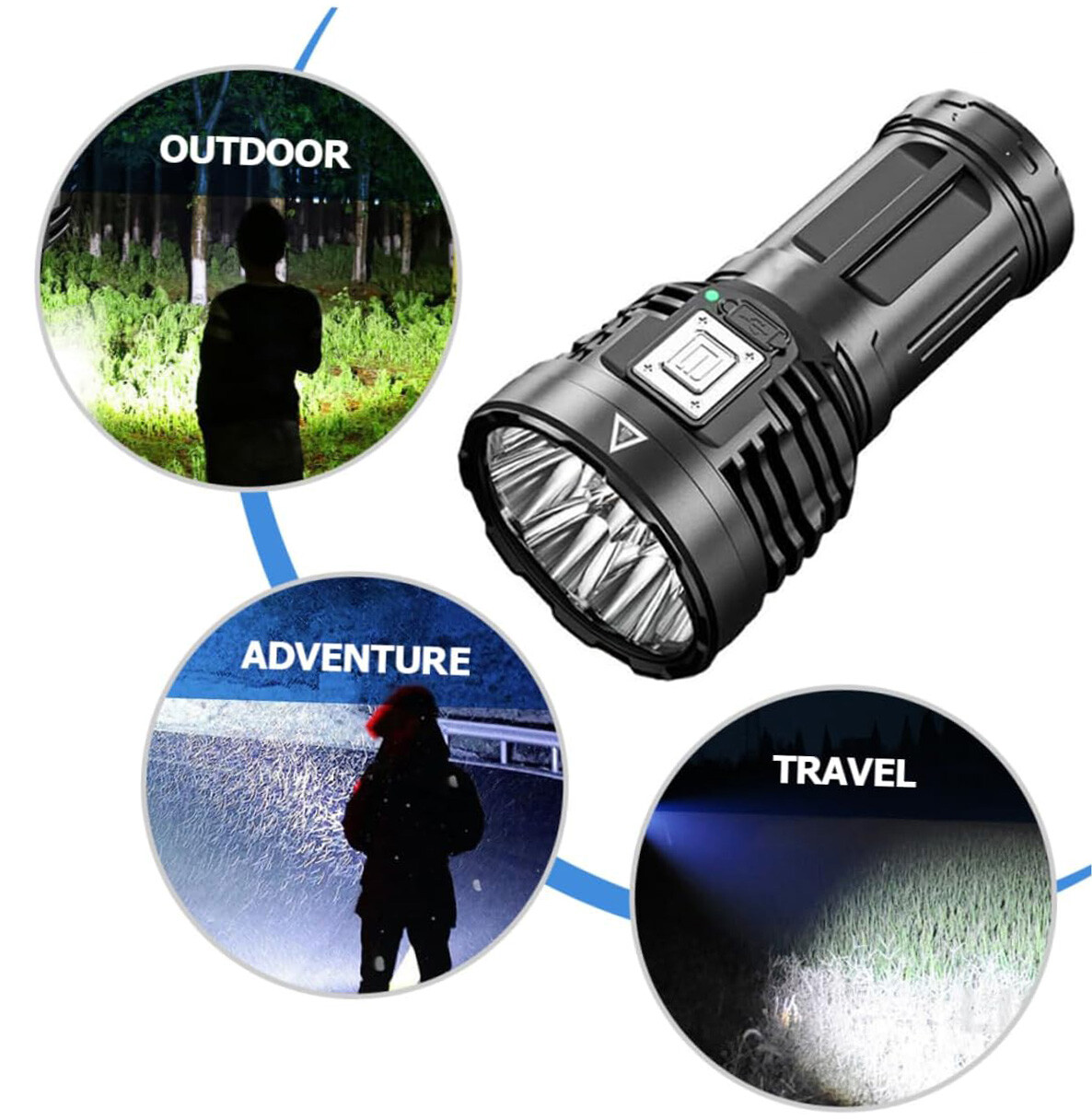 Super Bright 12000000LM Torch 8 LED Flashlight USB Rechargeable Tactical lights