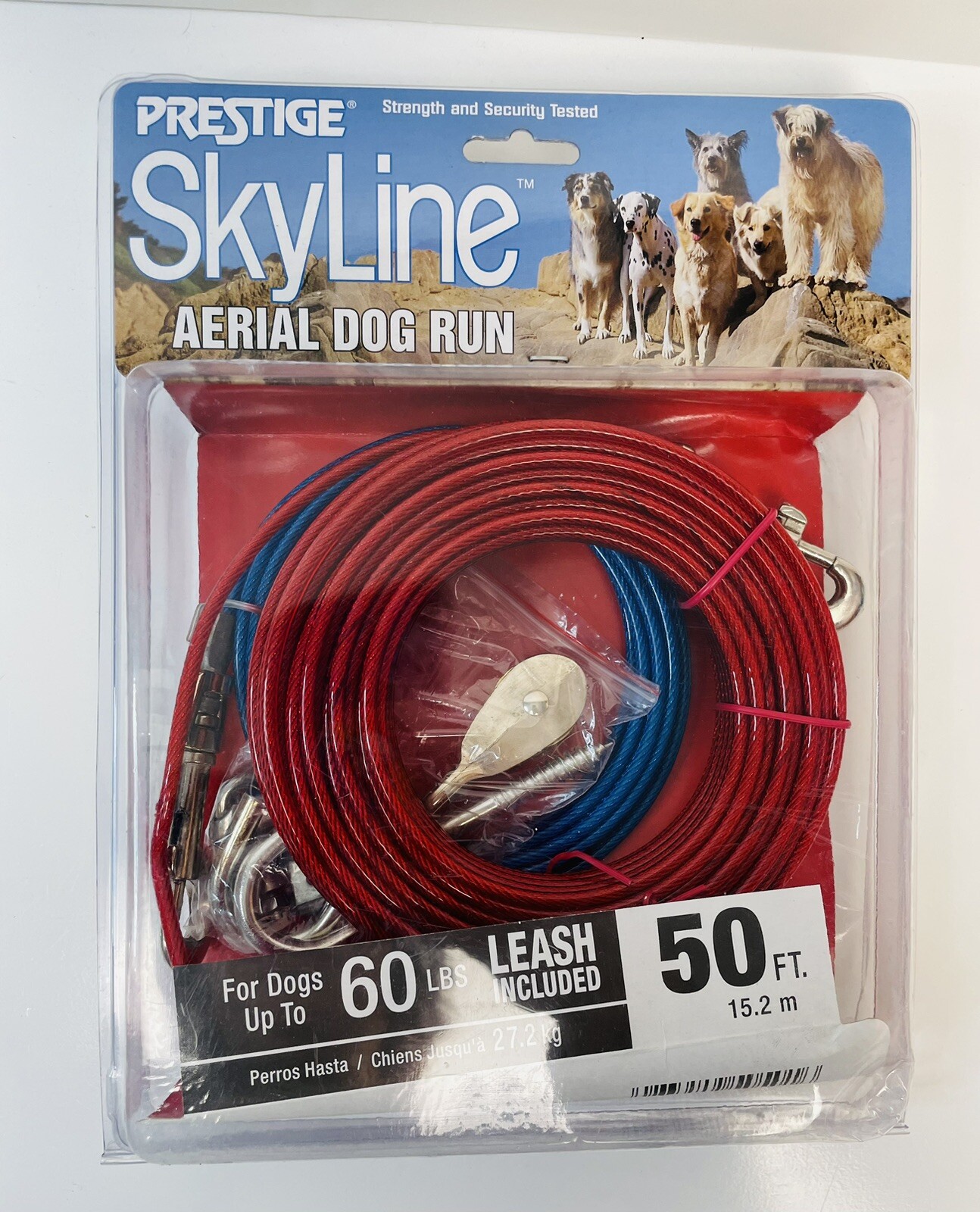 DOG- Prestige Skyline Aerial Dog Run Swivel Snap Direct Connect Leash 50’/60 LB