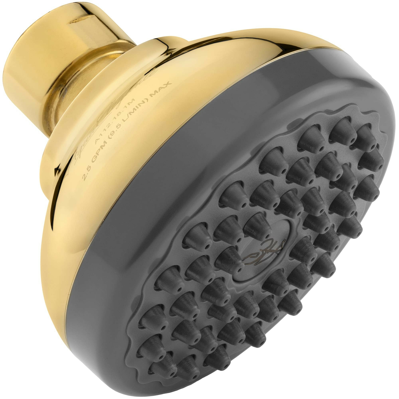 Pressure Boosting Shower Head (Aqua Elegante) - Polished Brass - 2.5 GPM