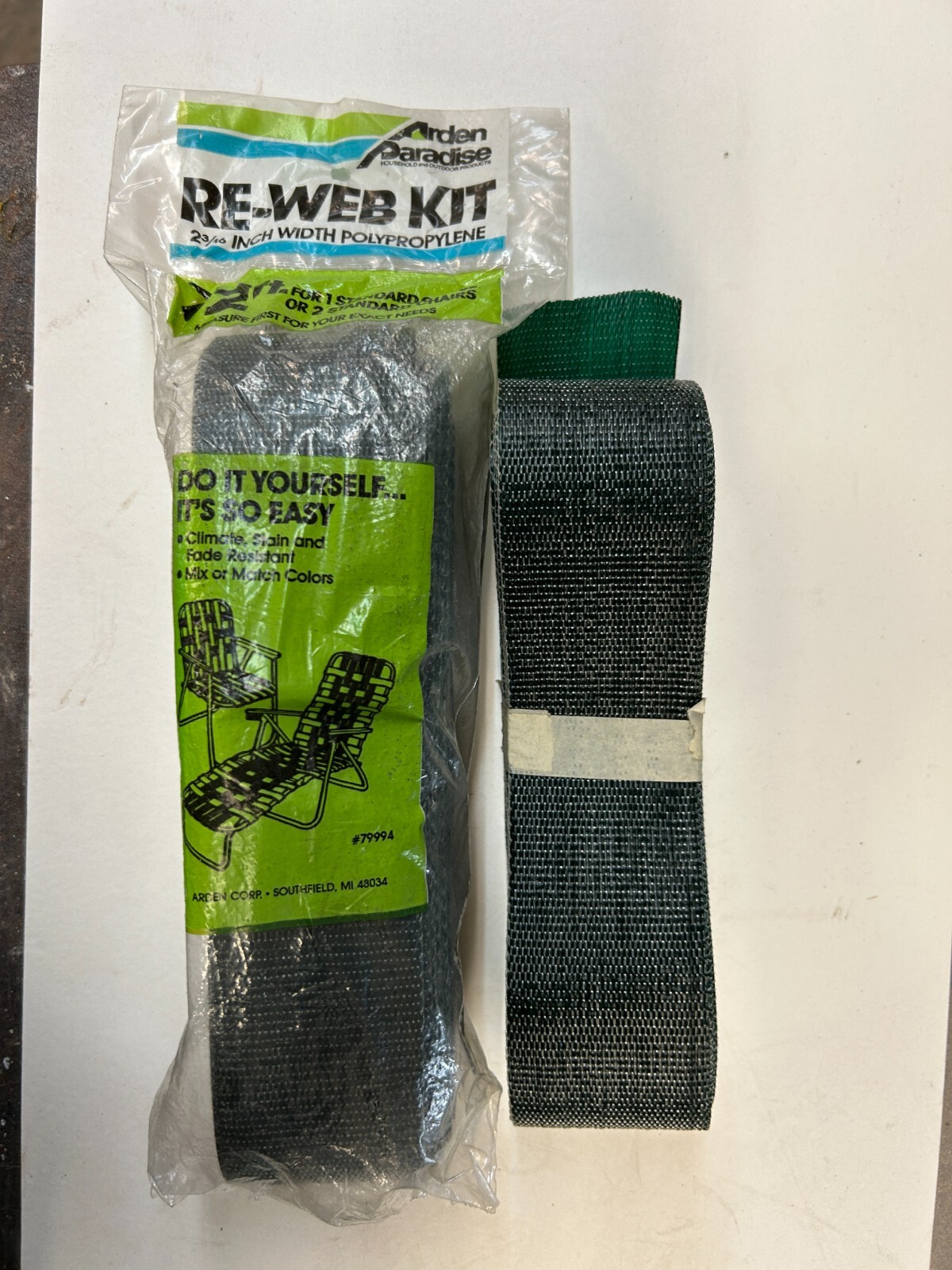 Vntg Lot of Arden Lawn Chair Webbing 2-1/4" Wide x 100' Approx - Green  Lot 8