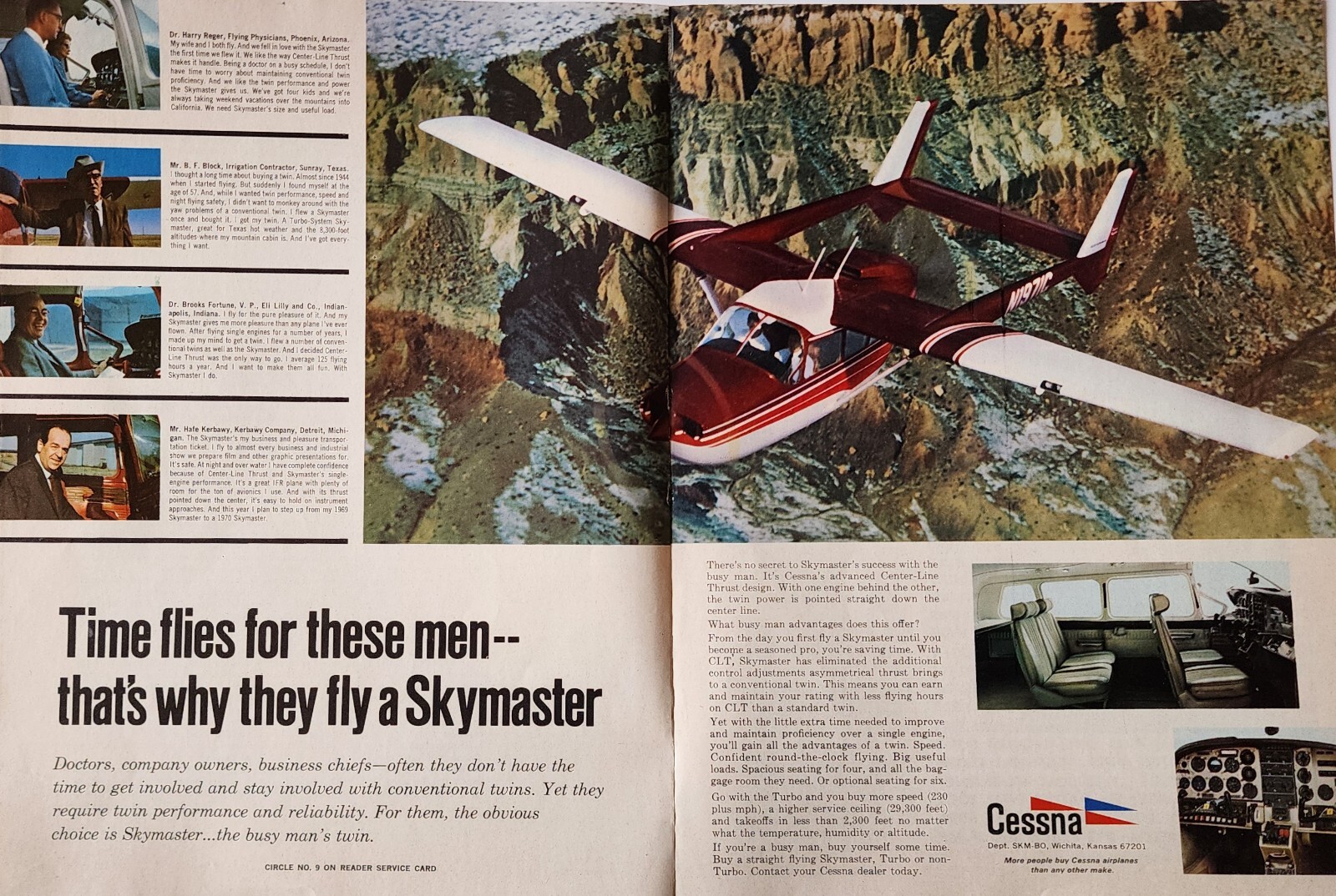 Cessna Skymaster Plane Magazine Ad Picture Advertisement Flying Retro Wall Art