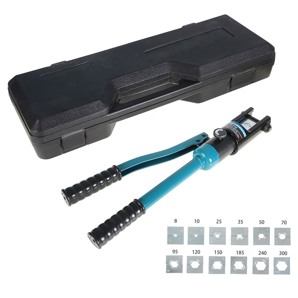 Hydraulic Clamp Wire Crimper Battery Cable Crimping Tool New 16T+13Mold