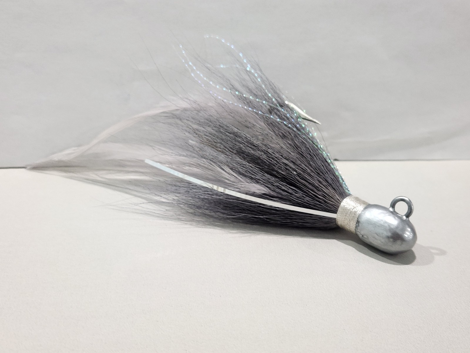 Gray silver custom bucktail jig 1/2oz to 3oz available