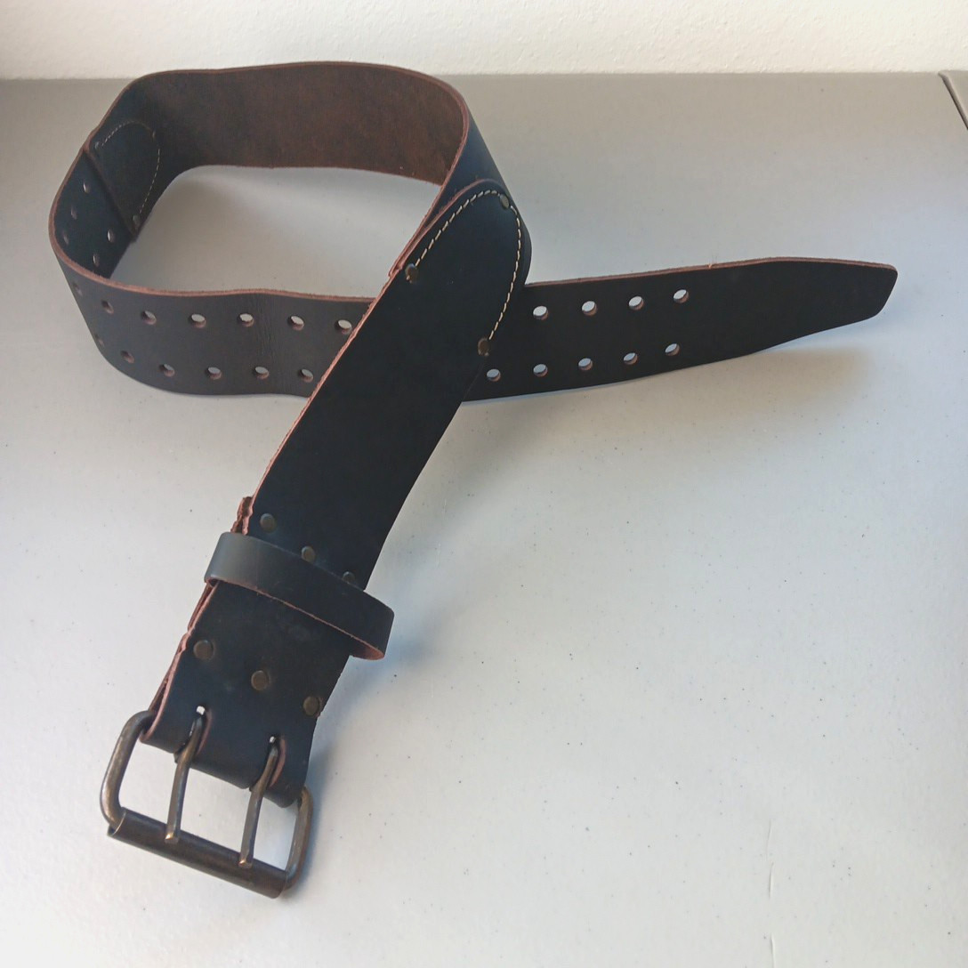McGuire Oil-Tanned Saddle Leather 3" Wide Tool Belt Heavy Duty Riveted 30-40"