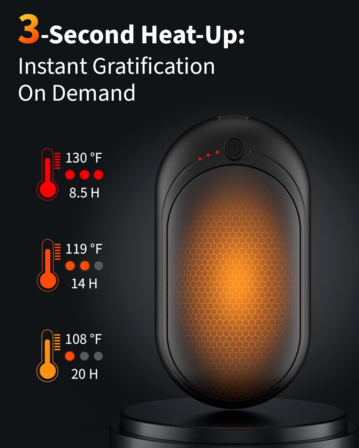 Portable Electric Hand Warmer Rechargeable 3 Heat Settings Perfect Gift Idea