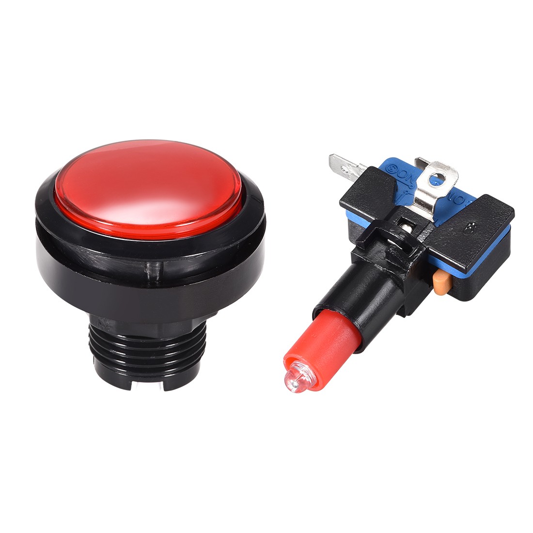 Game Push Button 46mm Round 12V LED Illuminated Push Button Switch Red 5pcs