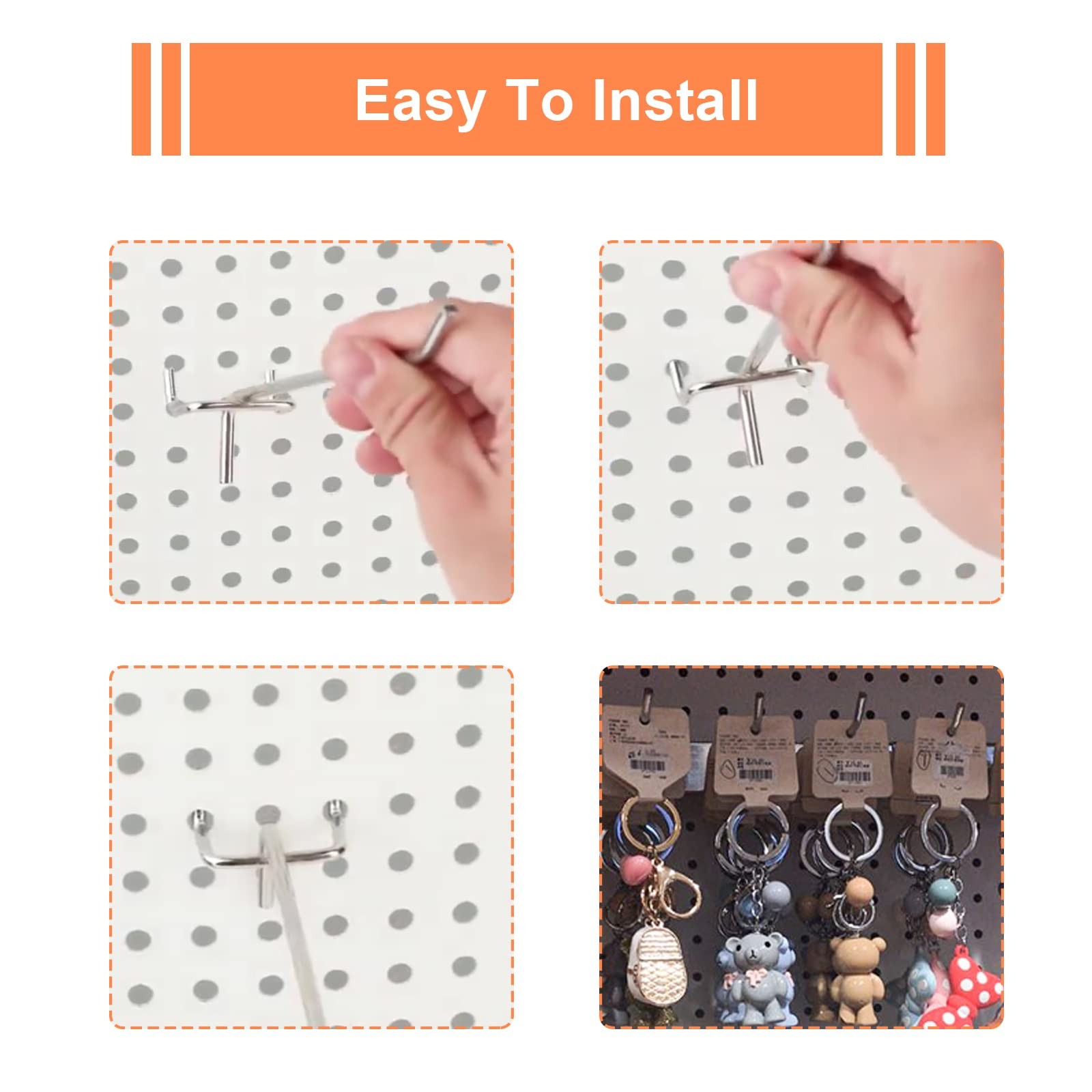 100 Pack Peg Board Hooks, 4 Inch Stainless Steel Pegboard Hooks, Shelving Dis...