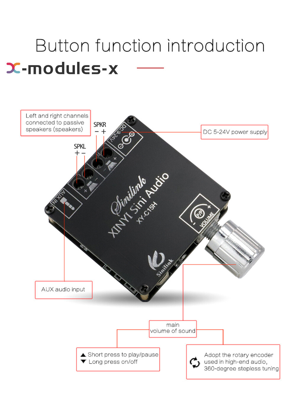 C15H 20Wx2 Bluetooth Wireless Audio Digital Power Amplifier Stereo Board + Shell