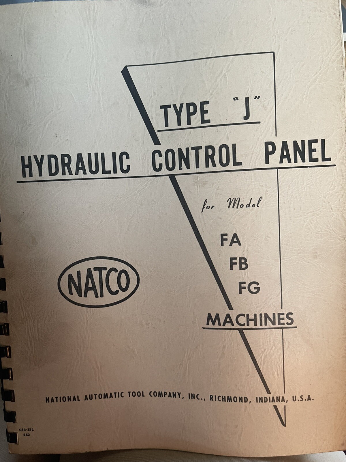 NATCO Type J Hydraulic Control Panel for Model FA,FB, FG Machines