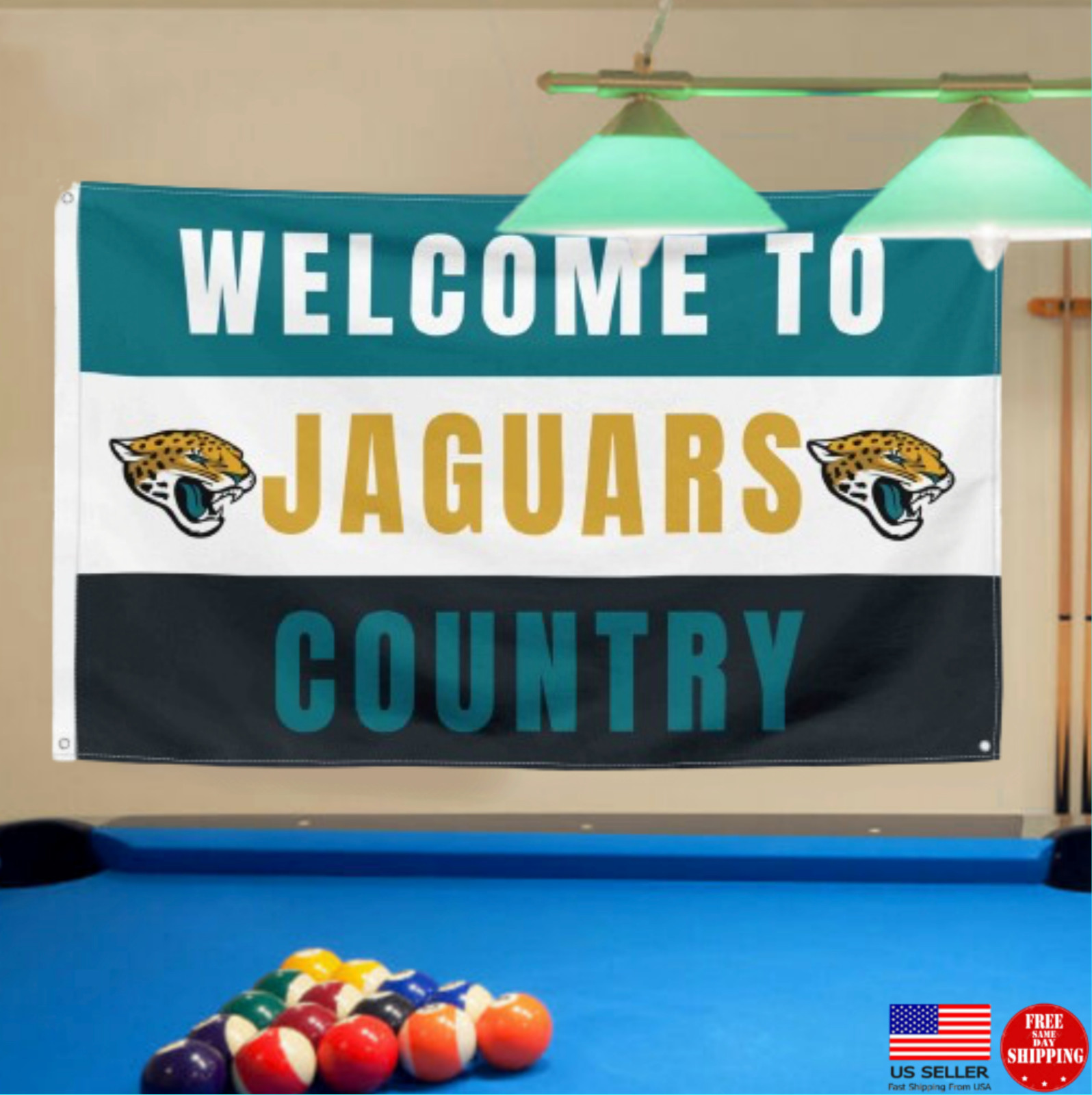 Jacksonville Jaguars Welcome To Country Flag 3x5 Banner Man Cave Tailgating USA