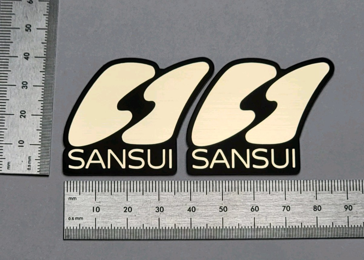 Sansui CS Speaker Badge Logo Emblem Premium Incised Large Pair With Adhesive