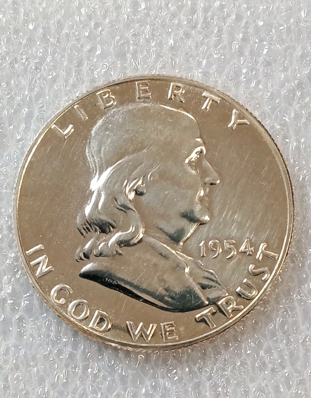 1954 PROOF 50c Franklin Half Dollar - 90% silver Bell Lines! (02)