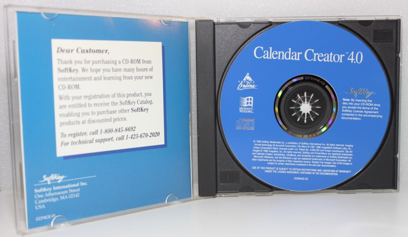 SOFTKEY CALENDAR CREATOR 4.0 VINTAGE SOFTWARE WINDOWS 95