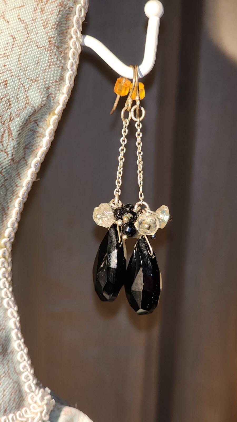 Stunning 1960's Vintage Black Onyx Chandelier Dangle Earrings