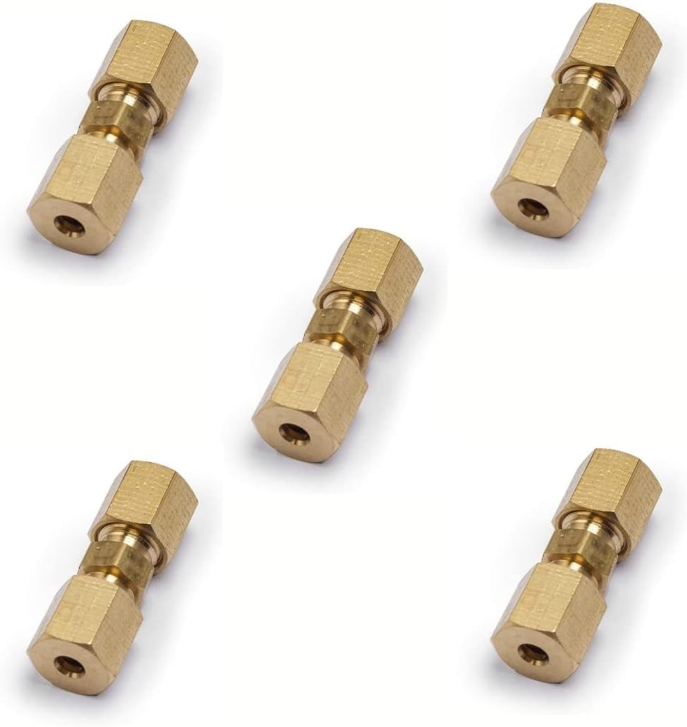 1/8" Brass Compression Union Tube Fitting OD 1/8" x 1/8" 5 Pack