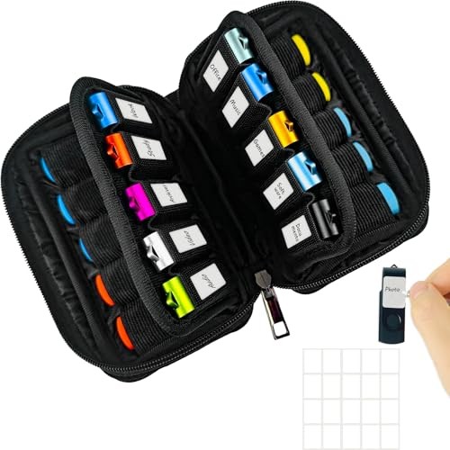 Flash Drive Case Storage Case  USB Holder Storage Bag 20 Slots Black-20Slots