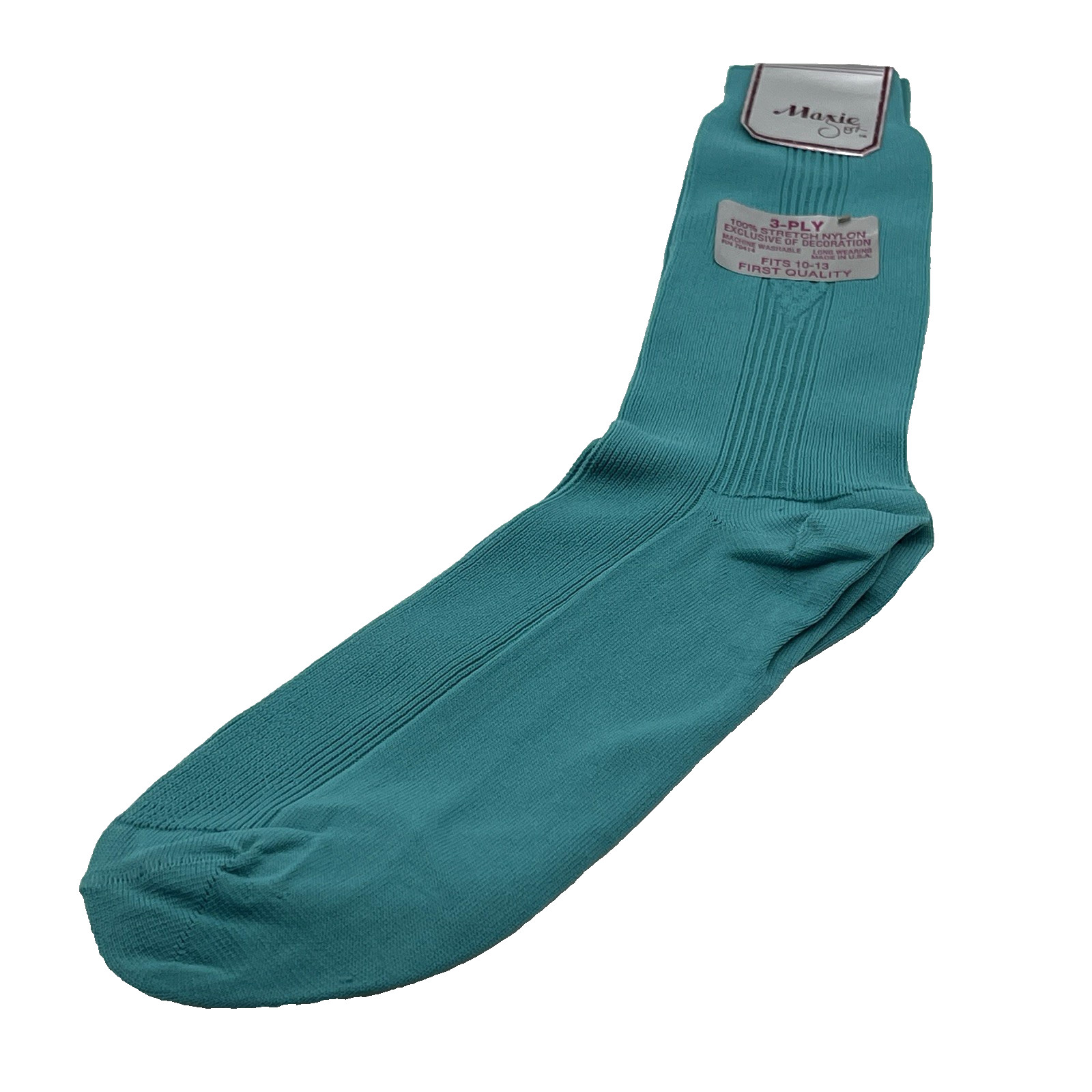 Vintage Maxie Sox Teal 3-Ply Mens Dress Socks Nylon NOS Size 10-13 USA