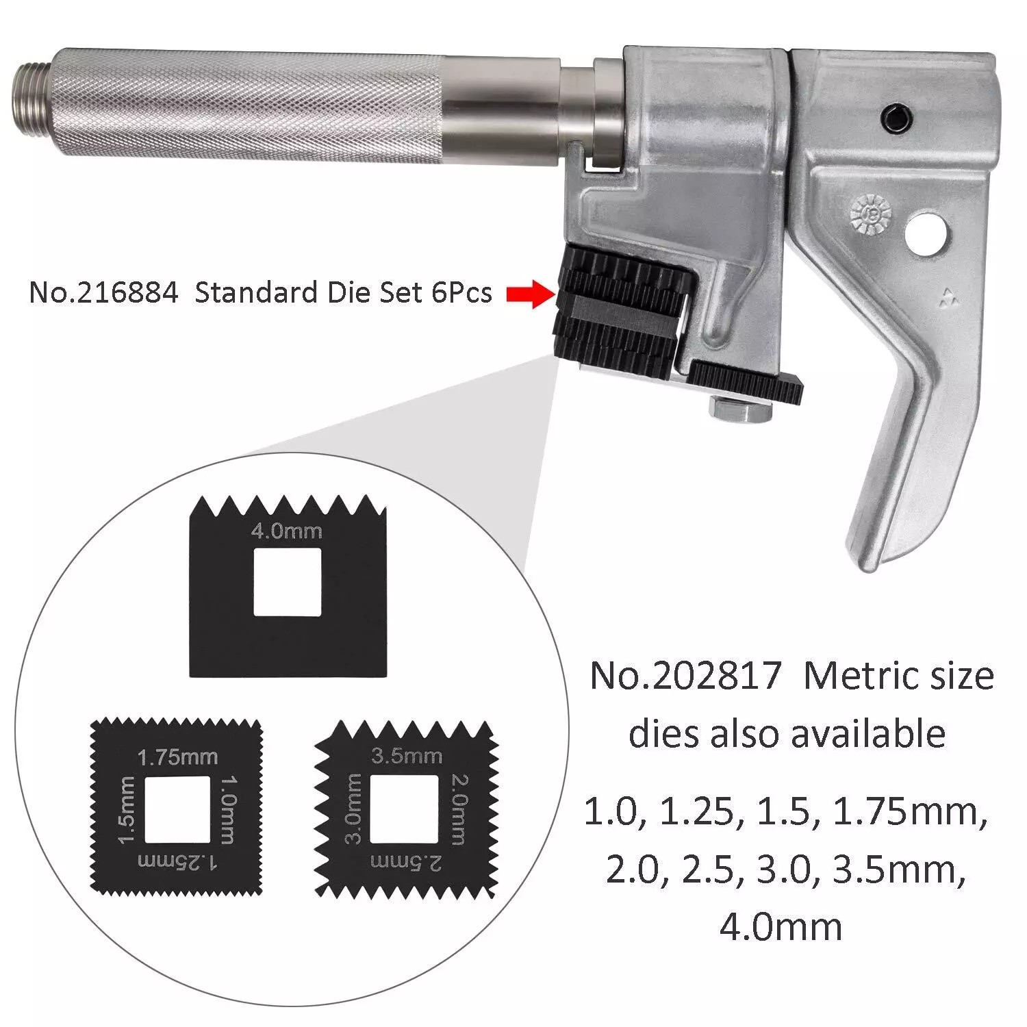 7402 Thread Chaser w/ 216884 Standard Thread 6 Pcs Set for 1-1/4” to 5” O.D.