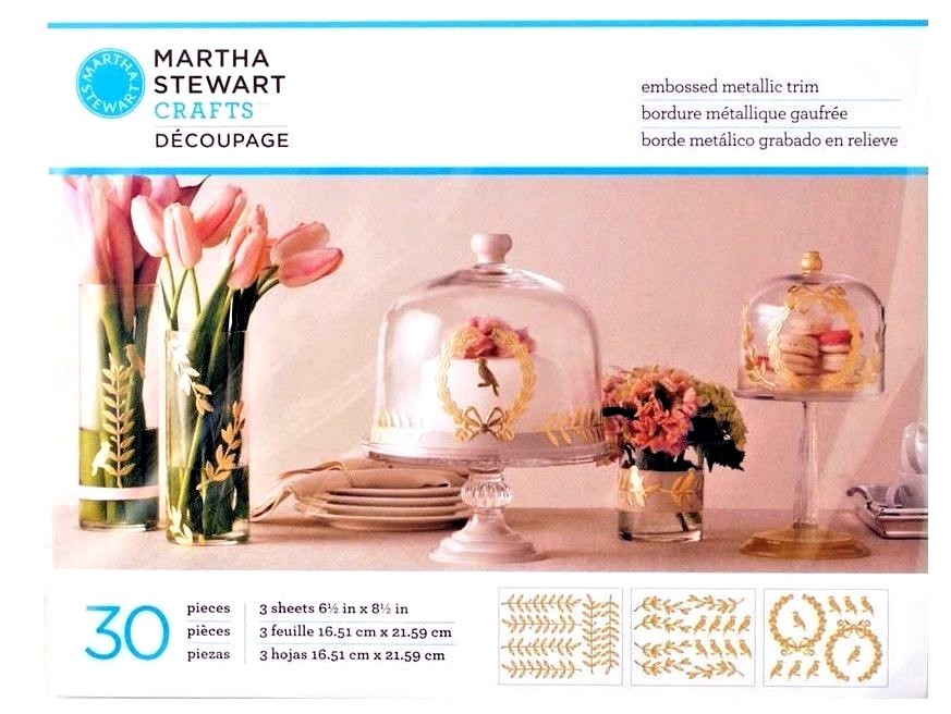Martha Stewart Crafts Decoupage Embossed Metallic Trim 59 pieces Botanical