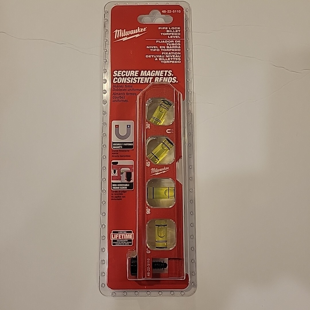 Milwaukee 48-22-5110 6.5" Impact Resistant Pipe Lock Billet Torpedo Level