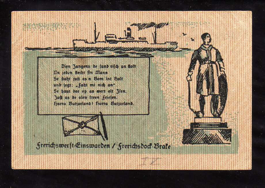 EINSWARDEN  -  J. FRERICHS & CO.  -  GERMANY NOTGELD - 50 PFENNIG