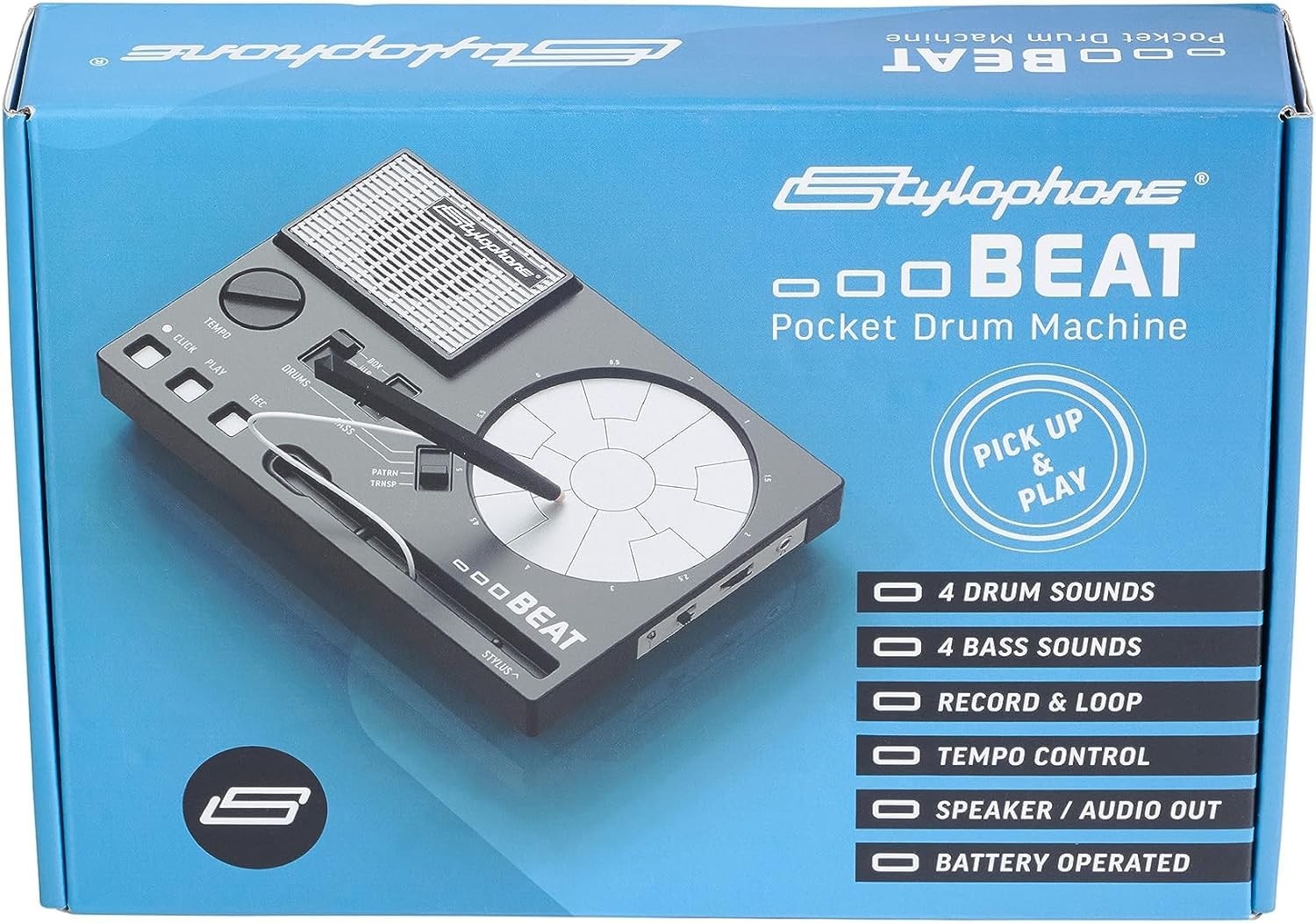 Compact Stylus Drum Machine: 4 Drum Kits & Bass Sounds, Beat & Loop Maker